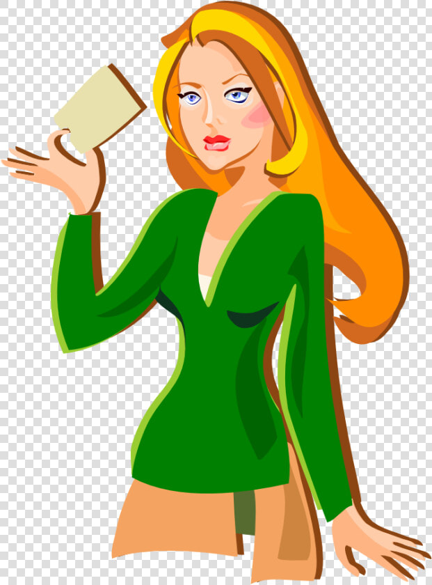 Redhead Holding A Card   Girl Holding A Bell Clipart  HD Png DownloadTransparent PNG