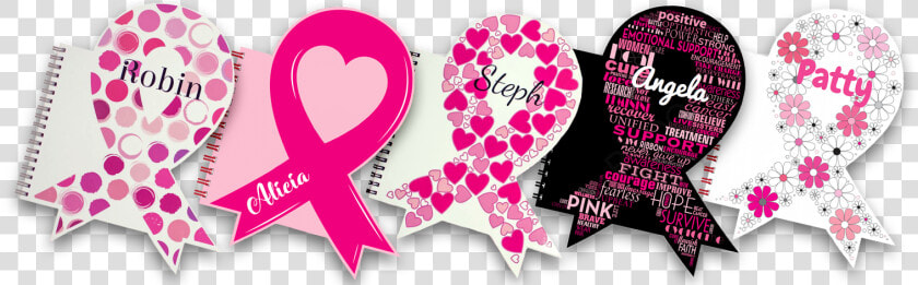 Ribbon Notebooks For Breast Cancer Awareness   Png   Heart  Transparent PngTransparent PNG