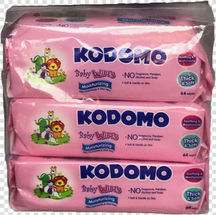 Kodomo Baby Wipes Moisturizing 3x64s Title Kodomo   Strawberry  HD Png DownloadTransparent PNG