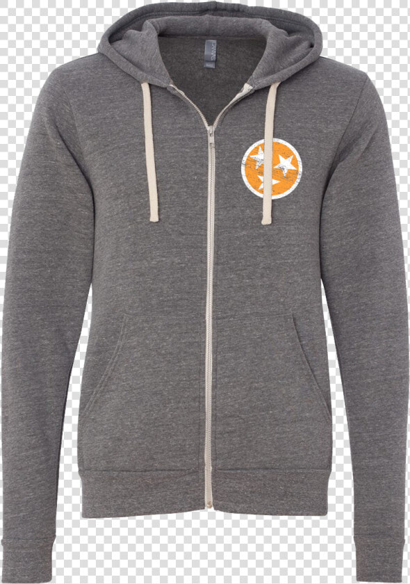 Orange Tri Star On Gray Zip Up Hoodie Zip Up Hoodie   Bella Canvas Sponge Fleece Hoodie  HD Png DownloadTransparent PNG