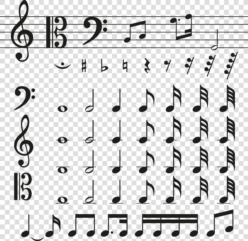 Various Music Symbols Material   Symbol All Music Notes  HD Png DownloadTransparent PNG