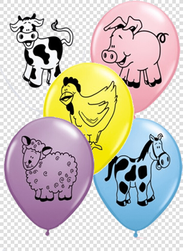 3 Farm Animal Print Latex Balloons   Baloes De Animais Da Quinta  HD Png DownloadTransparent PNG