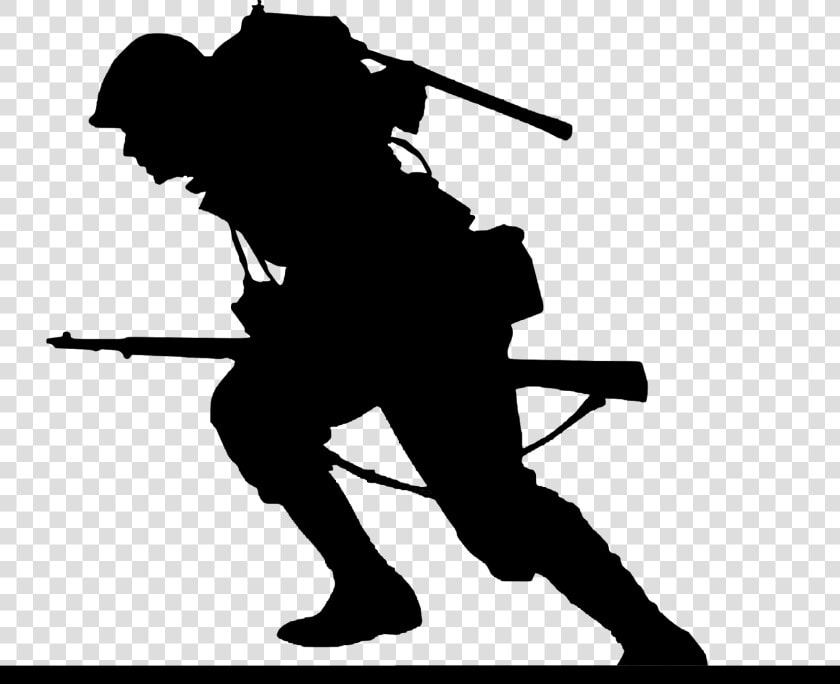 World War  Soldier  Silhouette  run  Attack  Silhouette    Ww2 Soldier Silhouette  HD Png DownloadTransparent PNG