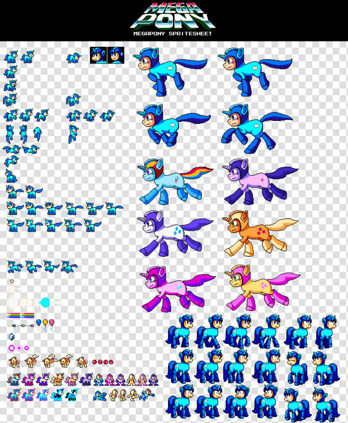 Khaomortadios  Crossover  Megaman  Megapony  Pixel   Mega Pony Sprite Sheet  HD Png DownloadTransparent PNG