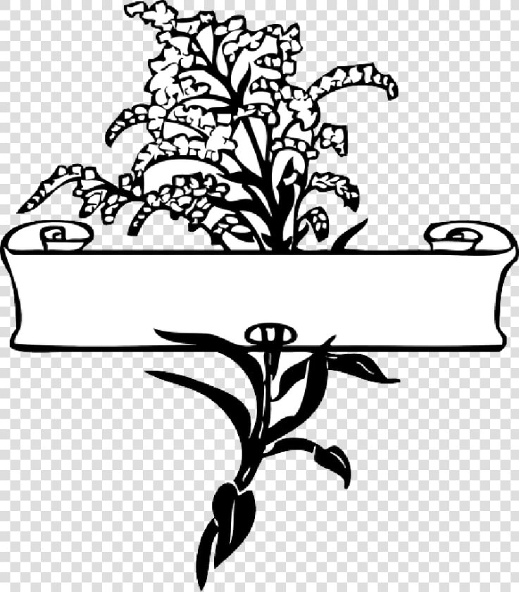 Scroll  Flower  Banner  Sprig  Floral  Decorative   Clipart Black And White Wedding  HD Png DownloadTransparent PNG