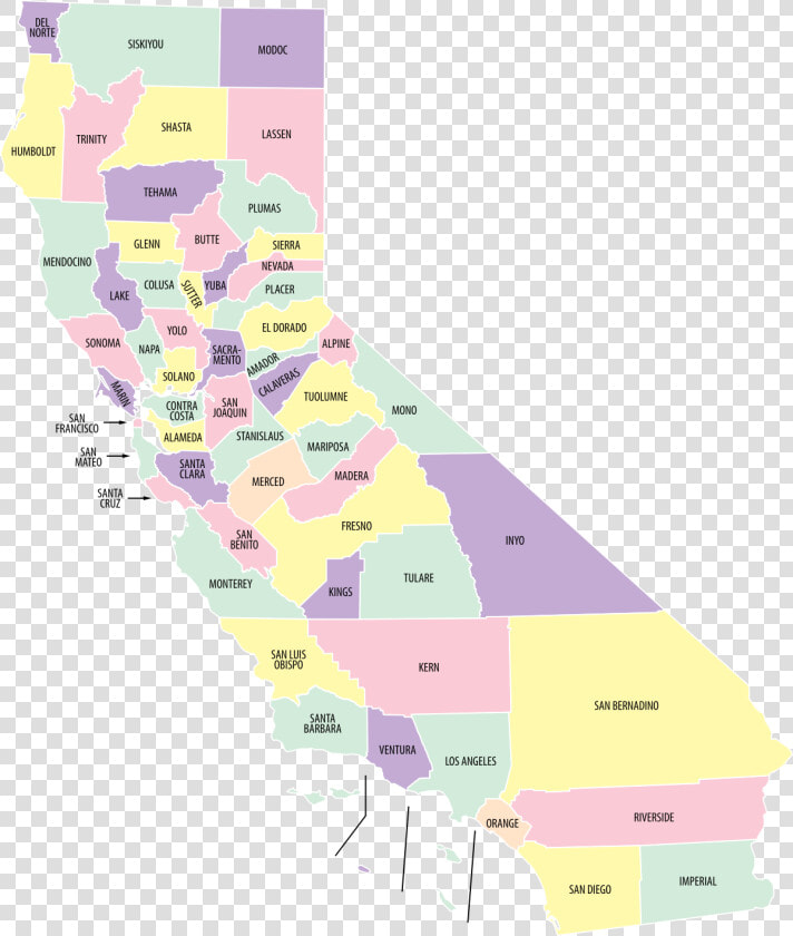 California Labeled By County  HD Png DownloadTransparent PNG