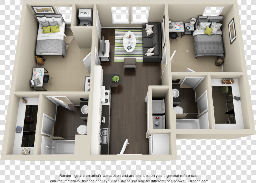 A 3d Model Of The Avery Cypress A Alt Unit   Floor Plan  HD Png DownloadTransparent PNG