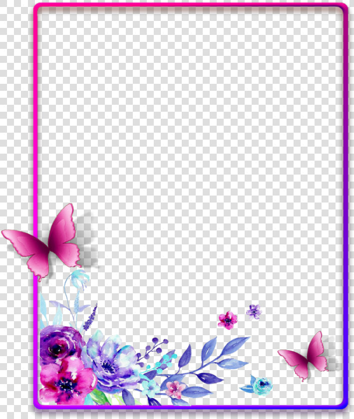  ftestickers  frame  borders  watercolor  flowers  pimk   Flower Borders And Frames  HD Png DownloadTransparent PNG