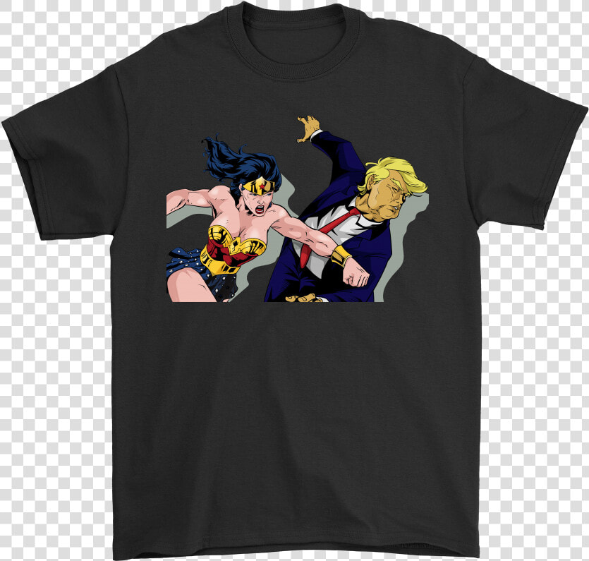 Wonder Woman Punching Donald Trump Face Shirts   Science Shirts Schrodinger  39 s Cat  HD Png DownloadTransparent PNG