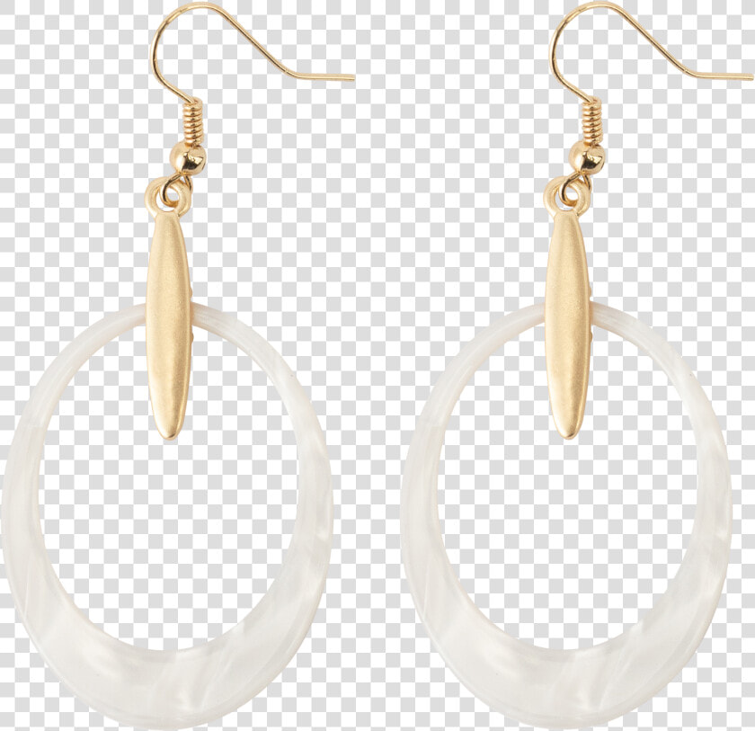  white Acrylic Oval With Gold Accent Earrings   Earrings  HD Png DownloadTransparent PNG