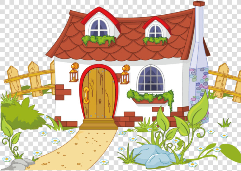 Clipart House Cottage   House With Garden Clipart  HD Png DownloadTransparent PNG