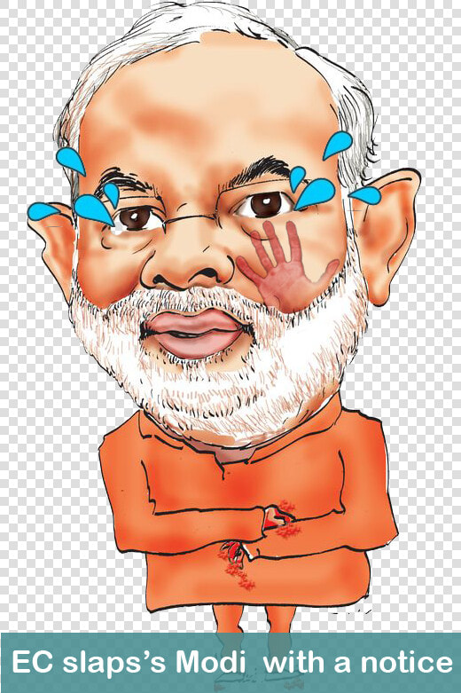 Ec Slap Modi With Notice   Cartoon Face Of Modi  HD Png DownloadTransparent PNG