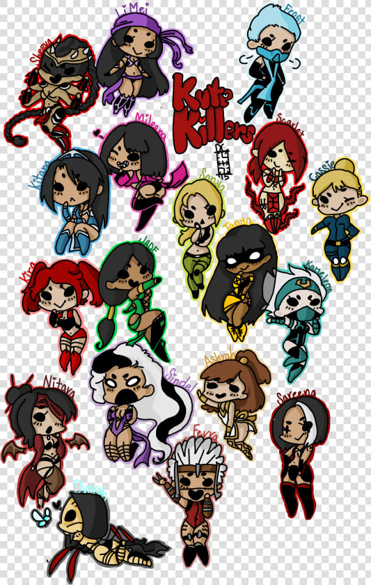 Mel Kill Kitana Mileena Jade Sindel Sonya Blade Cartoon   Kitana And Mileena Fanart  HD Png DownloadTransparent PNG