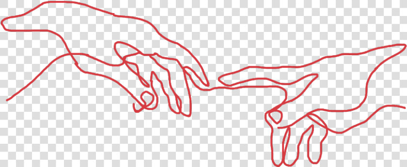  aesthetic  red  hands  freetoedit   Creation Of Adam Line Art  HD Png DownloadTransparent PNG