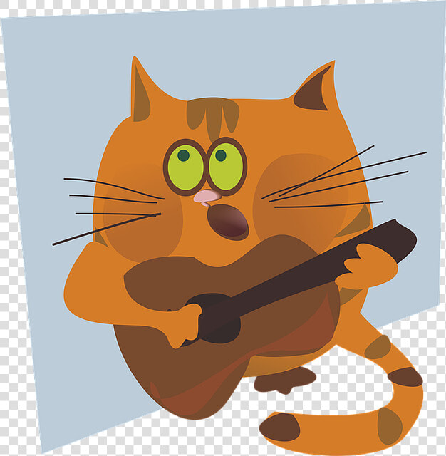 Cat  Vector  Figure  Animal  Guitar  Singing  Orange   Cat Playing Guitar Cartoon Png  Transparent PngTransparent PNG