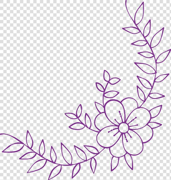  purple  florals  flowers  leaves  vines  divider   Line Art  HD Png DownloadTransparent PNG