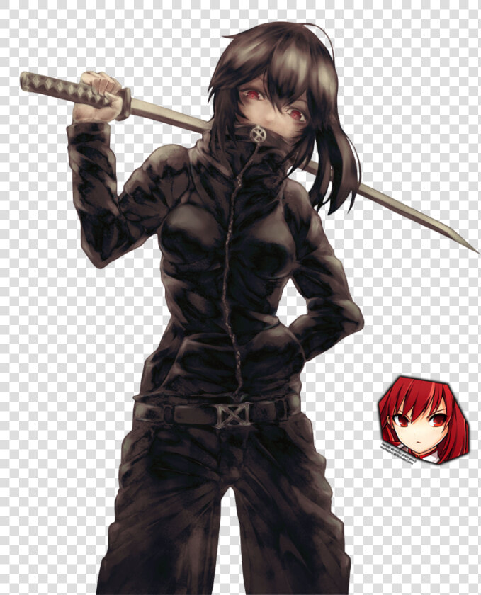 Girl With Black Hoodie And Katana Render By Oneexisting d70ysa5   Anime Girl In Black Hoodie  HD Png DownloadTransparent PNG