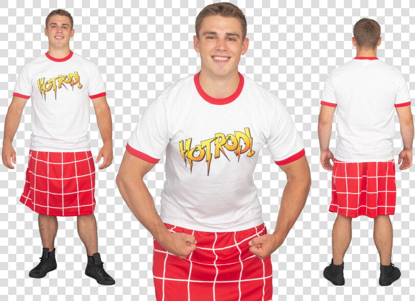 Rowdy Roddy Piper Hot Rod T shirt And Kilt Costume   Plaid  HD Png DownloadTransparent PNG