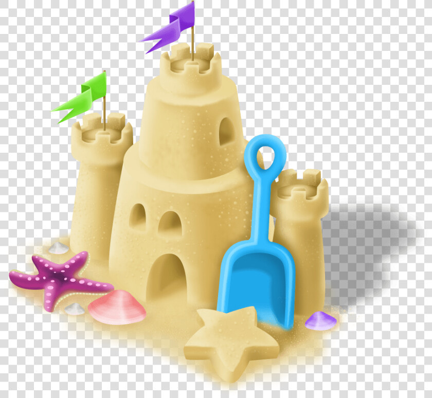 Sand Castle With Blue Spade   Transparent Sand Castle Png  Png DownloadTransparent PNG