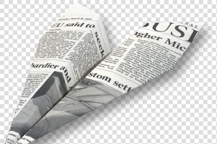 Paper Airplane Made Of Newspaper  HD Png DownloadTransparent PNG