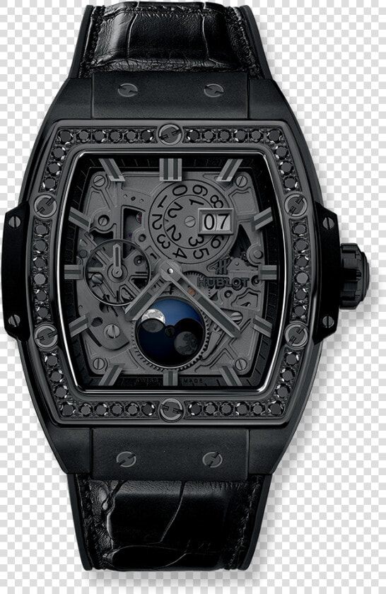 Spirit Of Big Bang Moonphase All Black Diamonds   Hublot Spirit Of Big Bang Moonphase All Black Diamonds  HD Png DownloadTransparent PNG