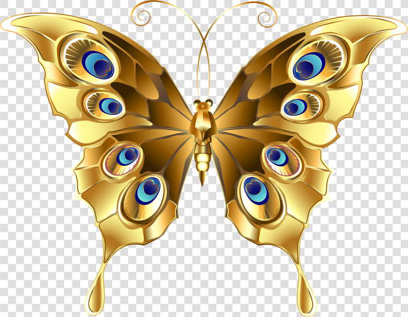 Gold Clip Art Image   Transparent Background Golden Butterfly Png  Png DownloadTransparent PNG