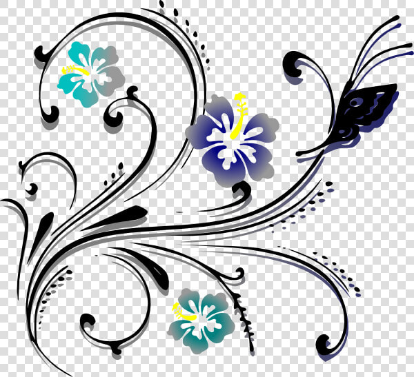 Butterfly Scroll Clip Art At Clker   Butterfly And Flower Vector Png  Transparent PngTransparent PNG