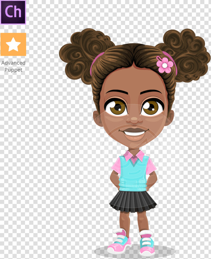 Anita The Playful Little Girl Puppet   African American Girl Animated  HD Png DownloadTransparent PNG