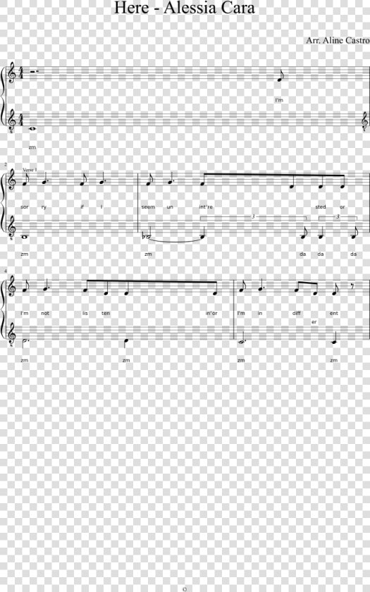 Here Alessia Cara Sheet Music Piano  HD Png DownloadTransparent PNG