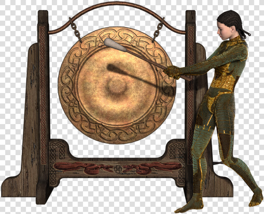 Girl  Gong  Warrior  Fantasy  Hair  3d  Medieval  Png   Playing Gong Vector  Transparent PngTransparent PNG