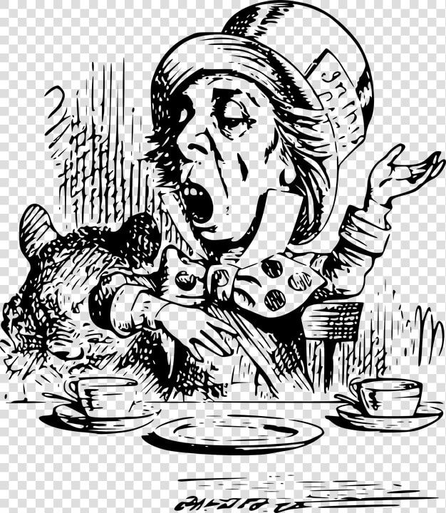 Hatter  Mad  Alice In Wonderland  Tea  Party  Book   Public Domain Alice In Wonderland Illustration  HD Png DownloadTransparent PNG