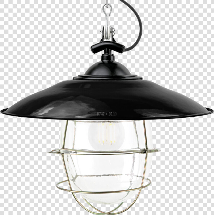 Black Enamel Shaded Bell Jar Light Brass Cage   Ceiling Fixture  HD Png DownloadTransparent PNG