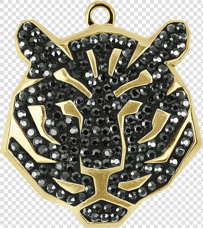 Swarovski 67511 Pave Tiger Pendant 22mm Gold jet Hematite  HD Png DownloadTransparent PNG