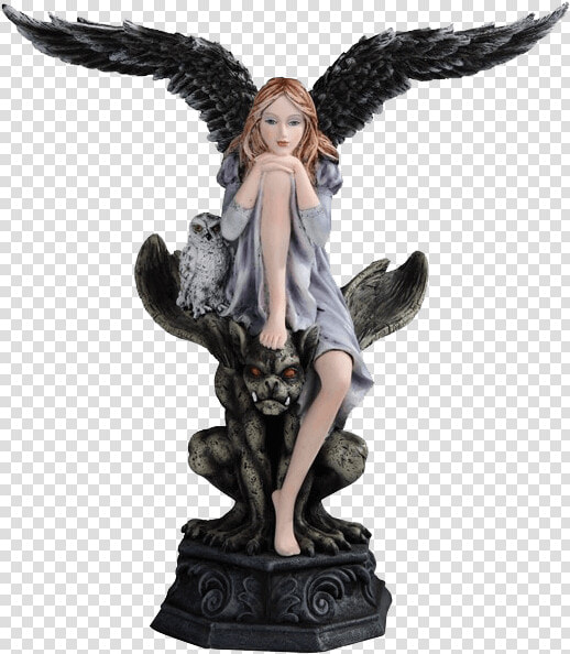 Angel Atop Gargoyle Statue   Gothic Statues  HD Png DownloadTransparent PNG