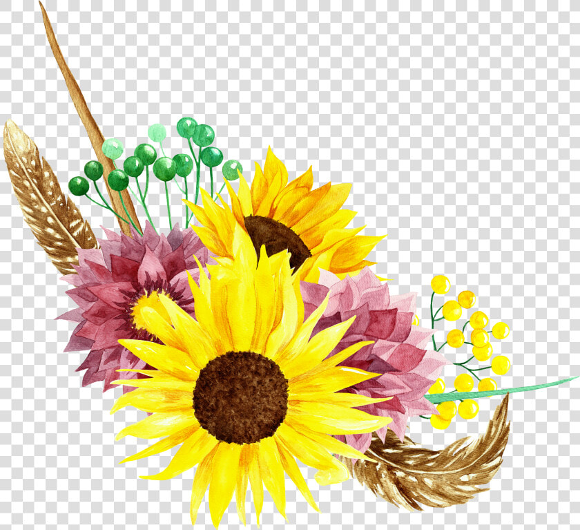 Transparent Watercolor Flower Clipart   Watercolor Sunflower Clip Art  HD Png DownloadTransparent PNG