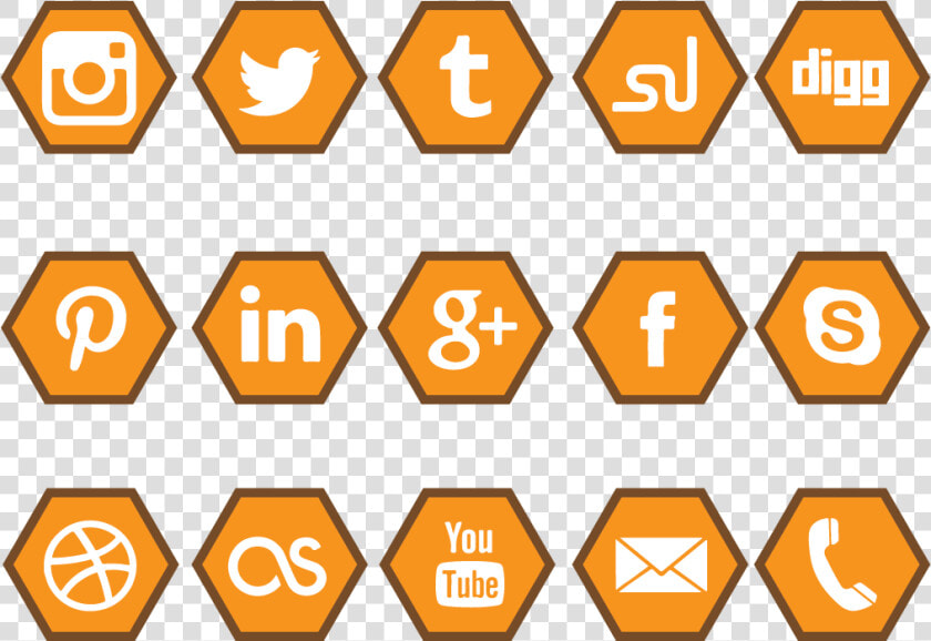 Orange Social Media Icons   Social Media Icon Orange  HD Png DownloadTransparent PNG