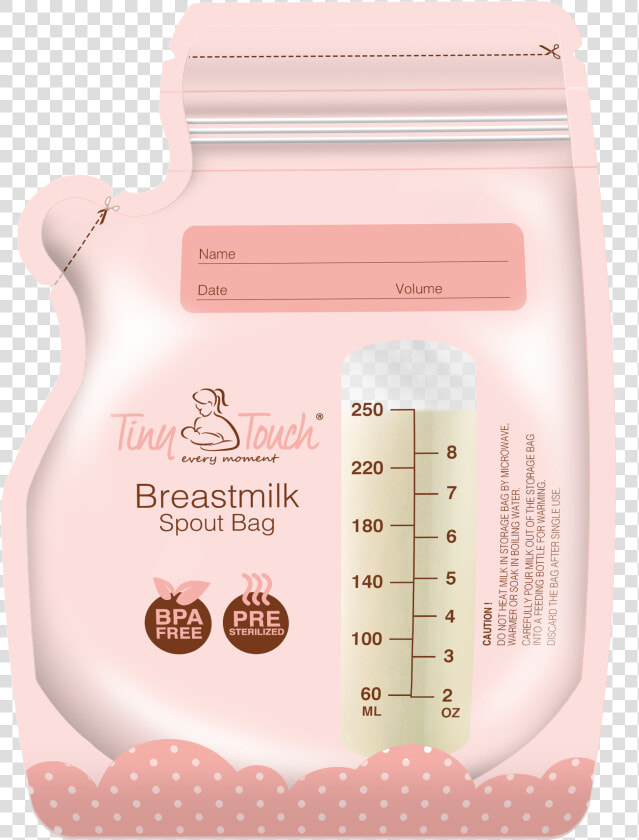 Tiny Touch Accessories Breast Milk Bag With Spout 250ml 8oz   Label  HD Png DownloadTransparent PNG