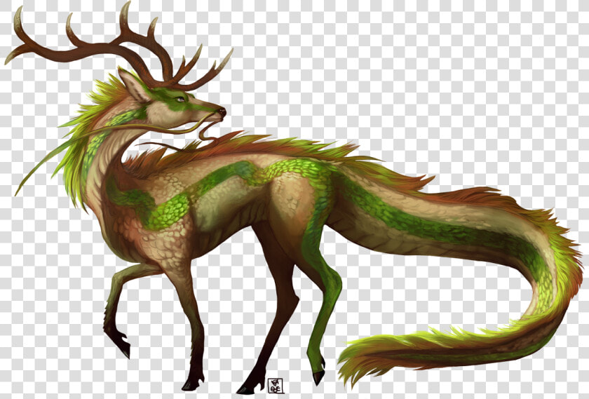 Fictional Character green Dragon mythical Figure wildlife   Qilin Deer  HD Png DownloadTransparent PNG