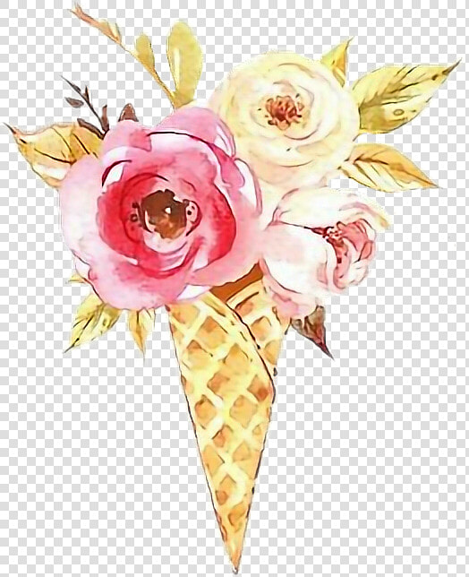  cone  icecream  icecreamcone  flower  glamour  red   Watercolor Painting  HD Png DownloadTransparent PNG