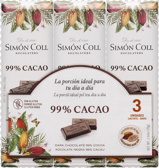 Chocolate 99  Cocoa Pack 3ux25g   Simon Coll Chocolate  HD Png DownloadTransparent PNG