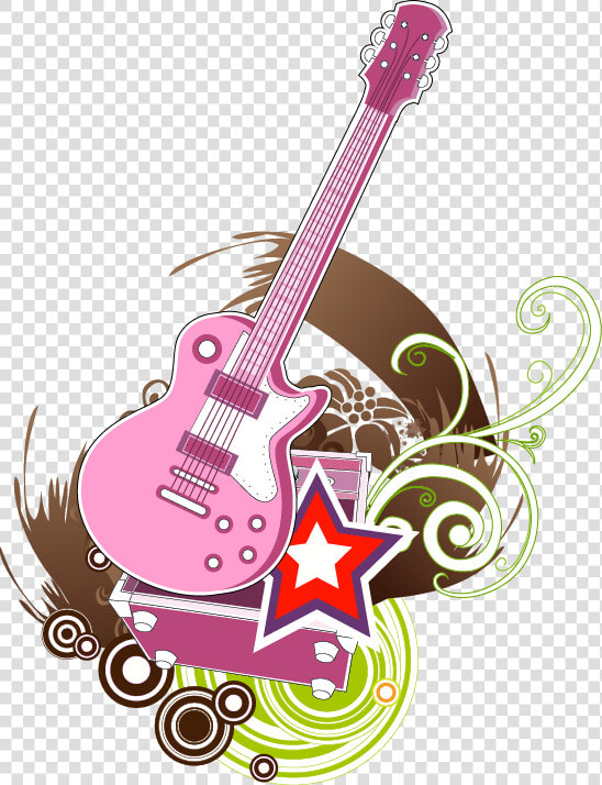 Pink Star Electric Pattern Abstract Illustration Guitar   Pink Guitar Hd Png  Transparent PngTransparent PNG