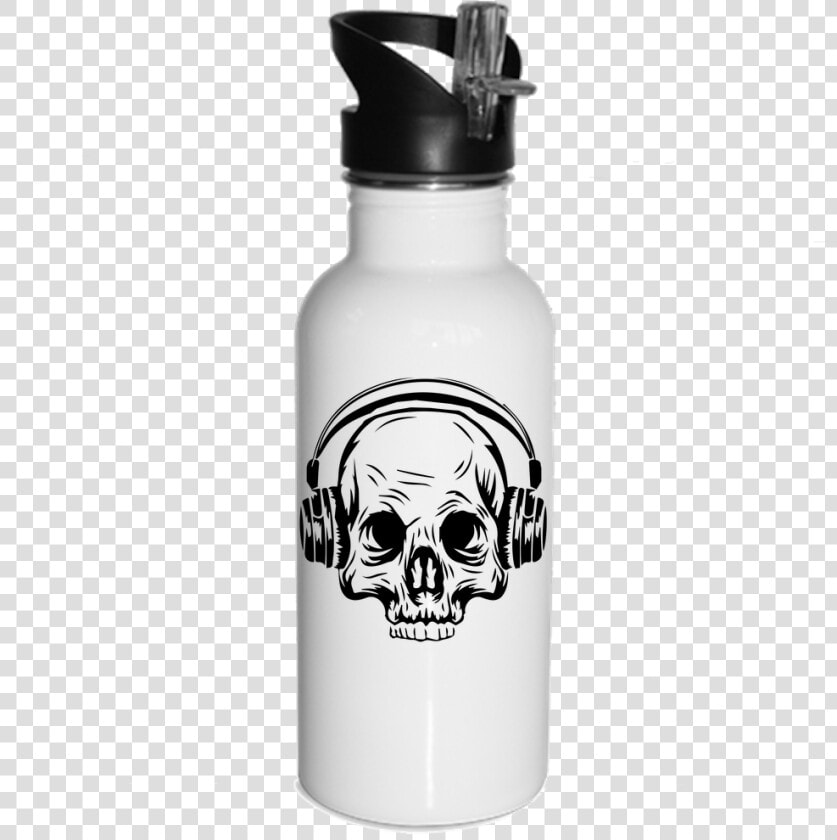 Transparent Skull With Headphones Png   20oz Sublimation Water Bottle  Png DownloadTransparent PNG