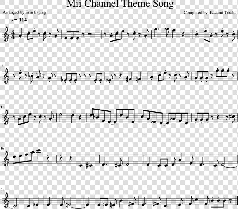 Mii Channel Theme Song In Cmajor   Mii Channel Theme For Trumpet  HD Png DownloadTransparent PNG