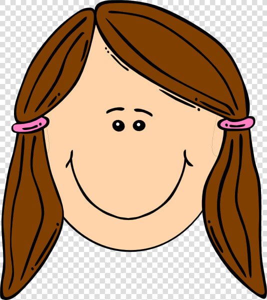 Cartoon Girl Smiling Girl With Brown Ponytails Clip   Sad Girl Face Cartoon  HD Png DownloadTransparent PNG