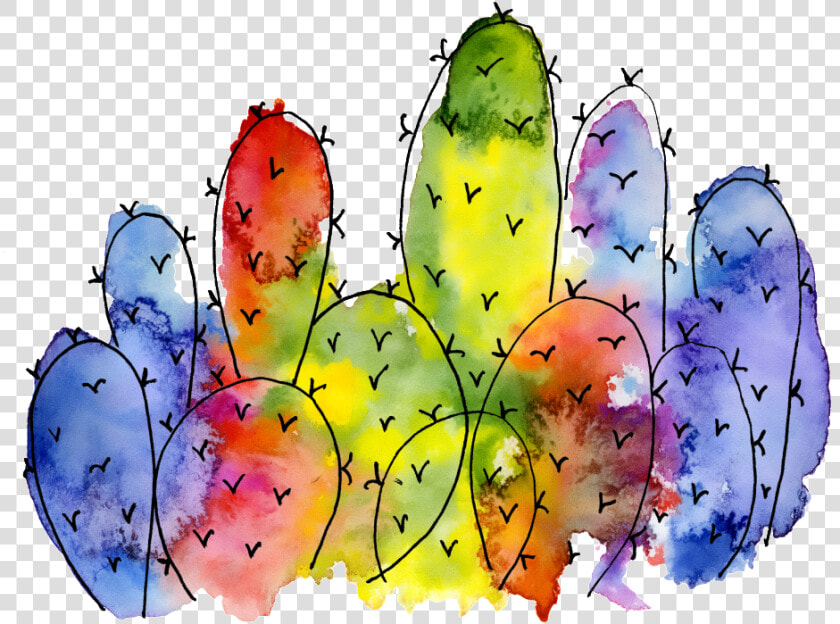 Colorful Cactus Watercolor Hand Painted Transparent  HD Png DownloadTransparent PNG