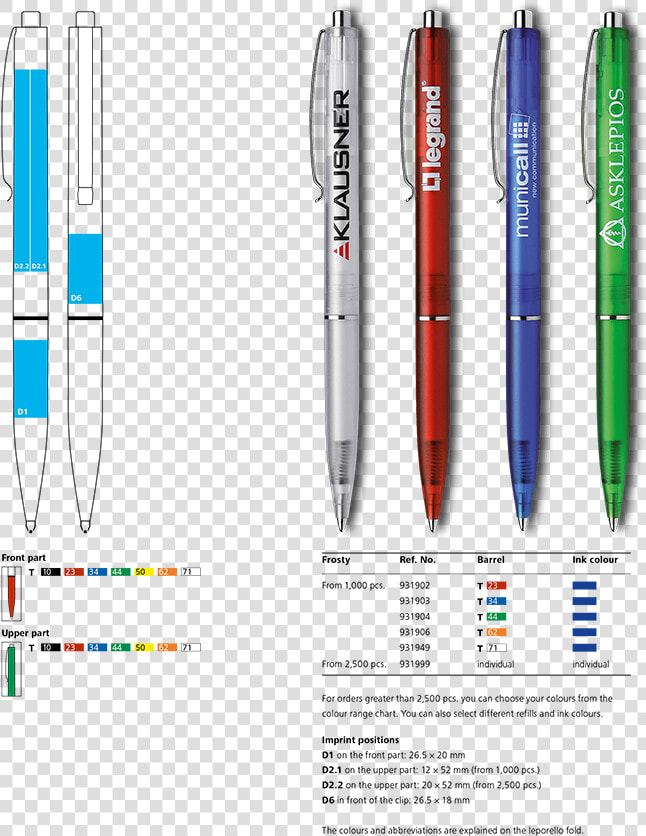 Schneider Frosty Retractable Ballpoint Pen Print Areas   Plan  HD Png DownloadTransparent PNG