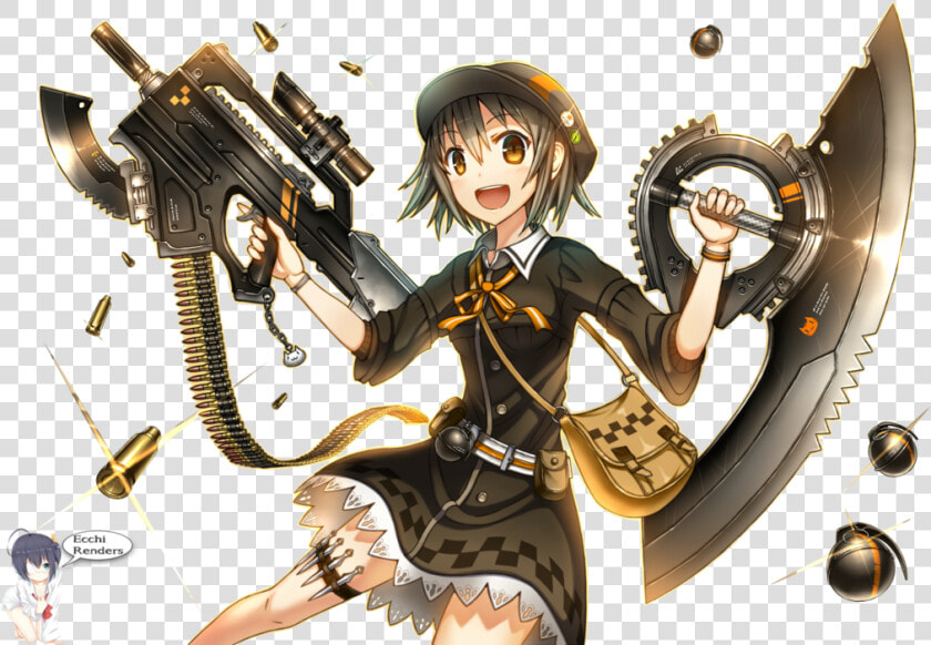 Anime Girl With Gun And Dagger Render By Iamecchi d6l2rn4   Anime Girl With Weapon  HD Png DownloadTransparent PNG