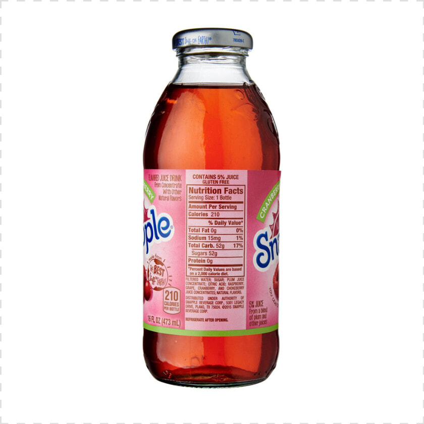 Snapple Juice Drinks Raspberry  amp  Cranberry  HD Png DownloadTransparent PNG