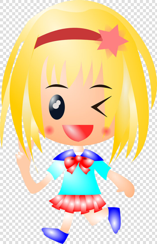 Girl  Anime  Blonde  Cute  Child  Wink  Running  Happy   Png Niña Rubia  Transparent PngTransparent PNG