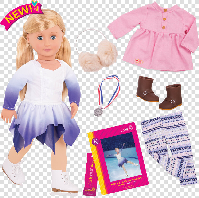 Katelyn Deluxe 18 inch Figure Skater Doll With Book   Our Generation Katelyn Doll  HD Png DownloadTransparent PNG